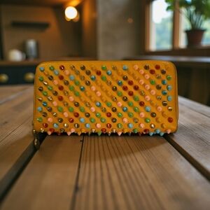 🚨SOLD🚨 EUC- Christian Louboutin Studded Yellow Wallet with Multicolor Accents